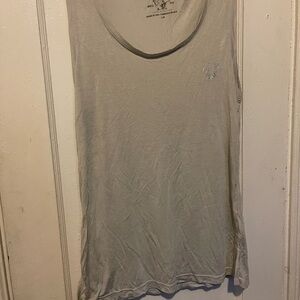 True religion sheer Light Gray Women's Tank Top with Embellished Logo